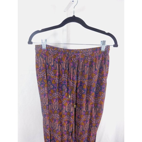 Mossimo Supply Co Pants Womens Small Purple Boho Floral Rayon Joggers Drawstring - Picture 2 of 11